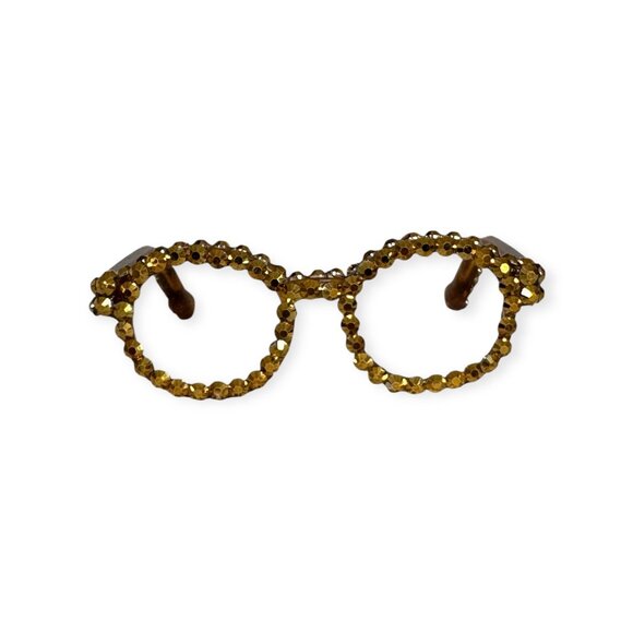 Labubu Bedazzled Rhinestone Embellished Bling Glasses - GOLD - Picture 3 of 5